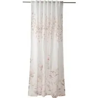 Home4You Vorhang, 140 x 245 cm, Weiß, Grau, Goldgelb, (1 St), verdeckte Schlaufen, halbtransparent, Polyester, mit Blättermotiven