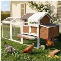 Zooprinz Hühnerstall Mobi mit Rollen extra Freilauf 248x115x76 cm (BxHxT), Klappdach, wetterfestes Kiefernholz, Nistkasten