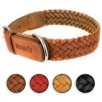 Monkimau Hunde-Halsband Hundehalsband aus Leder geflochten, Leder