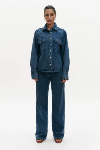 BENU Damen Langarm Jeanshemd