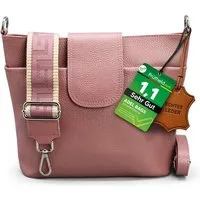 Adel Bags Schultertasche SARA Umhängetasche für Damen, Schultertasche aus Echtleder (Test SEHR GUT, Note 1.1), 20 Farboptionen, Hergestellt in Italien, mit 2 Riemen
