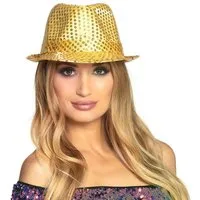 Boland Kostüm Pailletten-Hut glitzernd Popstar Hut Auswahl für Karneval Disco Party, farbenfrohes Basic-Accessoire für Karneval, Disco und Festivals