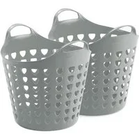 Kreher Aufbewahrungskorb Set: 2 x Flexi Korb 35 Liter mit Loch in verschiedenen Farben