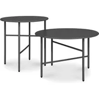 bomoe Beistelltisch 2er Set Beistelltisch Outdoor Ø 44x46cm + Ø 53x36cm, Schwarz, Wohnzimmer Couchtisch Leicht In- & Outdoor Balkon Tisch Terrasse