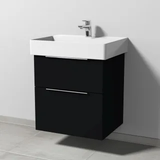 Sanipa 3way Waschtischunterbau zu Duravit Dura Square Waschtisch mit 2 Auszügen, Schwarz-Matt UF42608