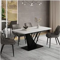 Vicco Esstisch Fenaro, Weiß/Schwarz/Schwarz, 120 x 80 cm ausziehbar (1-St)