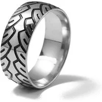 Firetti Fingerring Schmuck Geschenk Edelstahl Damenring Herrenring Autoreifen-Spur, Made in Germany