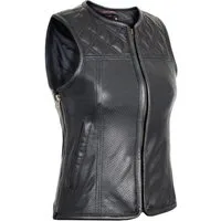 MDM Lederweste Damen Biker Lederweste Clubstyle perforiert schwarz Perforiertes Rindsleder mit Clubstyle-Steppung