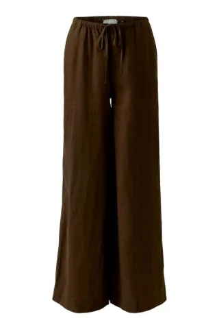 Oui - Weit geschnittene Marlenehose mit elastischem Bund braun - Gr. - 38