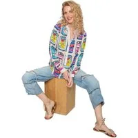 Emily Van Den Bergh Blusenshirt bunt,Casual,Viskose,Bunt,Rundhals,Lang,Casual Fit