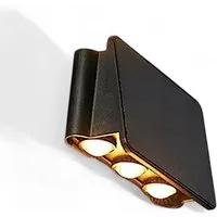 Arnusa LED Außen-Wandleuchte Solar Wandleuchte Wandlampe Solarleuchte Up-Down helle Außenleuchte, Dämmerungsschalter, LED fest integriert, warmweiß, starker Akku mit großen Panel