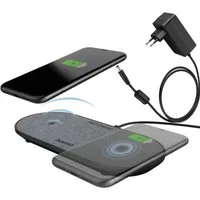 Hama DUAL QI Wireless Charger + Netzteil Kabellos Induktions-Ladegerät (Ladegerät Lader Ladestation Kabellos Platte für Smartphone iPhone)