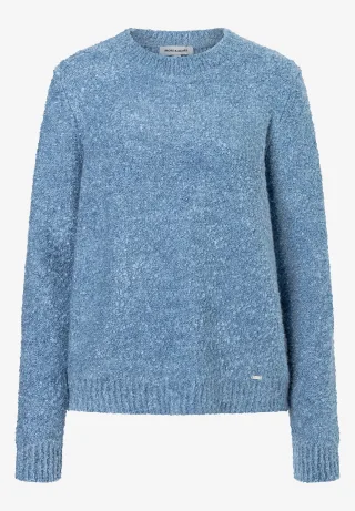MORE & MORE - Bouclé-Pullover blau - Gr. - 46
