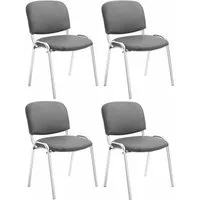 CLP Besucherstuhl Ken Chrom Kunstleder (4er Set), Gepolsterter Sitz