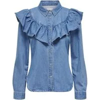 ONLY Langarmbluse Indigo (1-tlg) Rüschen
