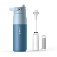 BRITA Trinkflasche BRITA LARQ Essential Filter Trinkflasche (680ml) mit Strohhalm, Edelstahl Wasserflasche mit doppelwandiger Isolierung - hält 24h kalt