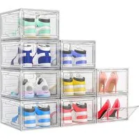 POPOLIC Schuhkiste Schuhbox Schuh-Organizer, Stapelbare Schuhaufbewahrungsbox (Organizer für Sneaker, Stiefel & Schuhe, 9 St., Platzsparendes Schuhregal), Transparente stapelbare Kunststoffbox