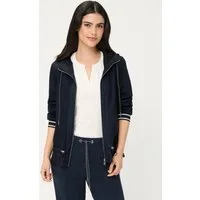 Olsen Kurzjacke im Materialmix mit Kapuze und Reißverschluss