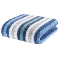 Cawö Duschtuch JUCKS, B 70 cm, L 140 cm, Nachtblau, Weiß, Grau, (1-St), 100 % Baumwolle