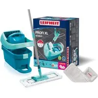 Leifheit Bodenwischer-Set Set Wischtuchpresse Profi XL mit Rollen, Bodenwischer mit micro duo Be, (5-St), Zwei Bezüge, für alle Böden, bis 400× maschinenwaschbar