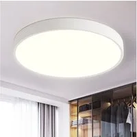 style home LED Deckenleuchte Flach Rund Deckenlampe aus Metall, Warmweiß 3000K, 24W/36W/48W, LED fest integriert, nicht dimmbar, Warmweiß 3000K, Weiß 30*30*4cm für Schlafzimmer Wohnzimmer Küche Büro Flur Diele