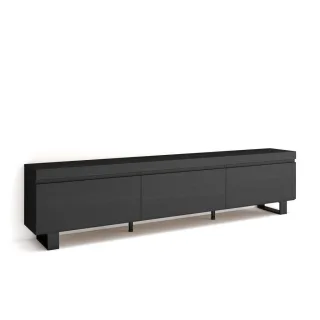 Skraut Home Lowboard,, Schwarz, Holzwerkstoff, Rechteckig,Rechteckig, 240x57x35 cm, Wohnzimmer, Wohnwände, Lowboards, Lowboards stehend