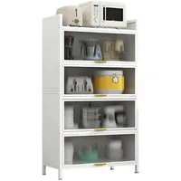 FOXSPORT Mehrzweckschrank Küchenschrank Vorratschrank (mit 4/5 Ablagen, Traglast von 20 kg pro Ebene) mit transparenten Türen, staub- und fettbeständig, Breiterer Zähler