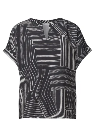 Street One - Dropped Shoulder Shirt mit Split Neck darkest blue - Gr. - 36