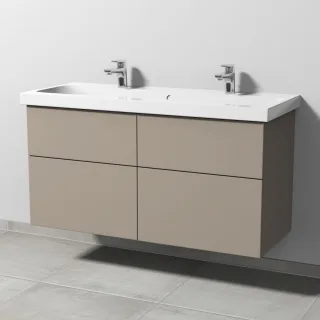 Sanipa 3way Waschtischunterbau zu Geberit iCon Light Waschtisch mit 4 Auszügen, Sandgrau-Matt SF57667