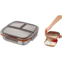 Agger Lunchbox Snackbox mit Fächern Edelstahl, Wiederverwendbare Snackdose für Kinder