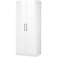 OTTO home Kleiderschrank Sylt Schlafzimmerschrank Garderobe Schrank hochglanz (hochwertige Metall Griffe in schwarz) Drehtürenschrank mit perfekter Innenausstattung, Breite 80cm