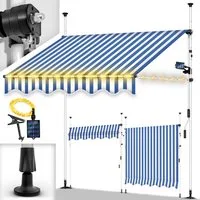 tillvex Klemmmarkise ohne Bohren mit LED & Handkurbel Balkonmarkise Markise Balkon (UV-beständig & höhenverstellbar Sonnenschutz wasserdicht)