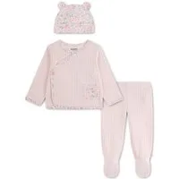 HUGGIES babywear Shirt, Hose, Jacke & Mütze HUGG FOOTED PANT SET + ATTACHM (Set, 3-tlg., 3 Teile) Mütze-Hose mit Füßen/Jacke mit floralem Muster / für Girls