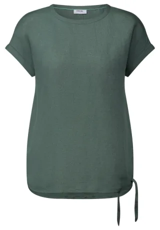 Cecil - Leinenmix Bluse mit Knoten grün - Gr. - S