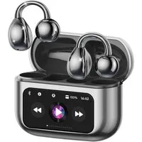 Futicare Bluetooth 5.4 Clip-On Kopfhörer mit LCD-Touchcase, Open-Ear-Kopfhörer (leichte Ohrclip-Kopfhörer, mit 14,2-mm-Treiber, ENC & 60 Std. Laufzeit)