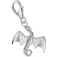 Goldene Hufeisen Charm-Einhänger Drache Karabiner Charm Anhänger für Bettelarmband 925 Silber (inkl. Etui), für Gliederarmband oder Halskette