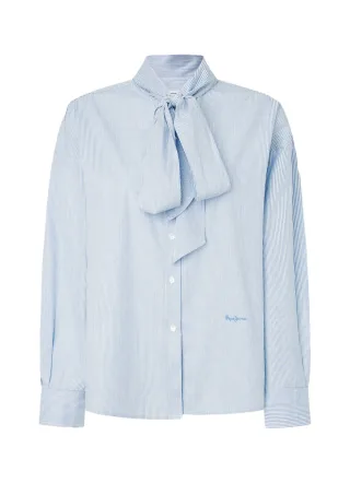 pepe jeans london - bluse popeline gestreift blau/weiß - Gr. - M