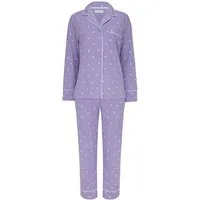 SNOOZE OFF Pyjama Schlafanzug in zartem flieder mit weißen Herzen (2 tlg., 1 Stück) und Kontrastpaspeldetails