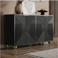 Merax Sideboard mit goldenen Metallgriffen & Kugelfüßen (120 x 35 x 71,5 cm, 1 St), Kommode mit 4 Türen,verstellbaren Einlegeböden, goldenen Metallgriffen