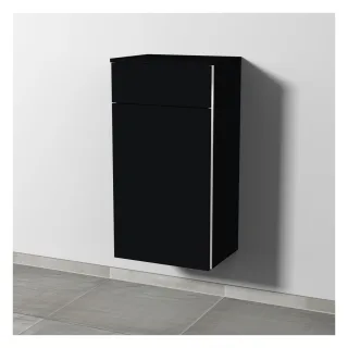 Sanipa 3way Mittelschrank mit 1 Auszug und 1 Wäschekorbklappe, Schwarz-Matt, BS15408 BS15408