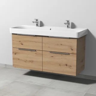 Sanipa 3way Waschtischunterbau zu Geberit Smyle Square Waschtisch mit 4 Auszügen, Eiche Natural-Touc UM67385