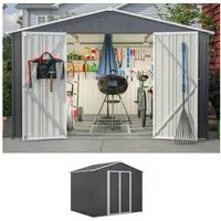 Bolwins Gartenhaus XXXL Geräteschuppen Fundament Garten Schuppen Gartenhaus Gerätehaus, BxT: 300x252 cm, robustes, verzinktes und lackiertes Stahlblech, inkl. Metallfundament