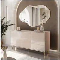 ALLHOUSE24 Kommode MANDY Dreitürige Kommode in Hochglanz Sideboard Kaschmir Weiß (1x Kommode), Breite: 154 cm