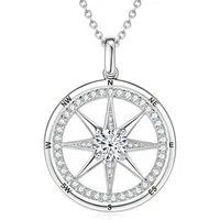 ROUGEMONT Kette mit Anhänger Extravagante Kompass Halskette Talisman 925 Sterling Silber 18K Gold, Echtschmuck