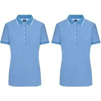 James & Nicholson Poloshirt Doppelpack Damen Polo in trendiger bicolor-Optik Ladies' Polo JN703 (Spar-Set, 2er-Pack) Hochwertiger, fein strukturierter Piqué