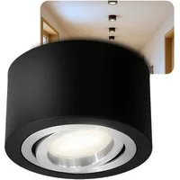 SSC-LUXon LED Aufbaustrahler LANTI Deckenspot rund schwarz schwenkbar mit LED Lampe 4W neutralweiß, Neutralweiß