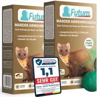 FUTUM Vergrämungsmittel 2x2er Set + 2 Halter Marderkugeln gegen Marder für Auto Marderschutz, 4-St., Marderabwehr