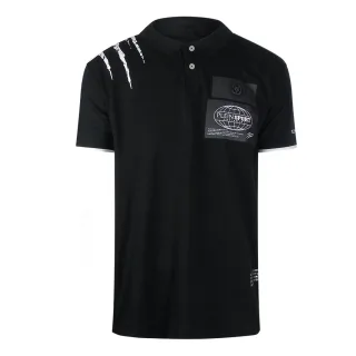 Plein Sport - Schwarzes Poloshirt Mit Kratzern An Der Schulter