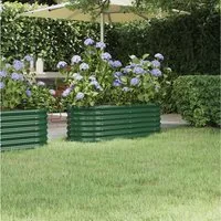 furnicato Hochbeet Grünes ovales aus verzinktem Stahl 114 x 40 x 36 cm, Witterungsbeständiges Gemüsebeet mit stabilen inneren Stützbügeln