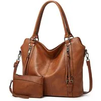 TAN.TOMI Handtasche Damen Schultertasche Groß Shopper Vegan Handtasche, Handtaschen Umhängetasche Geldbörse Damen Taschen 2-Tlg